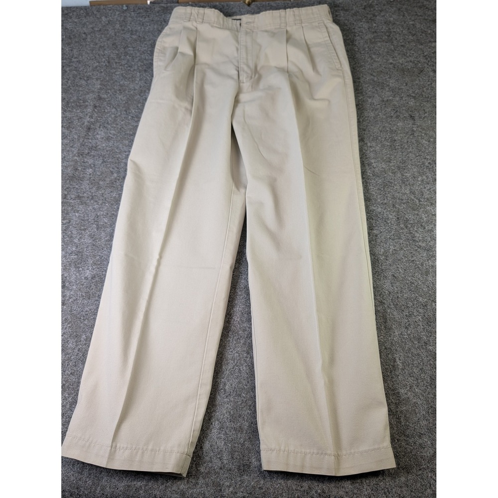 Vintage Dockers Mens 36x32 Khaki Tan Pleated Chinos Classic Fit Cotton Pants